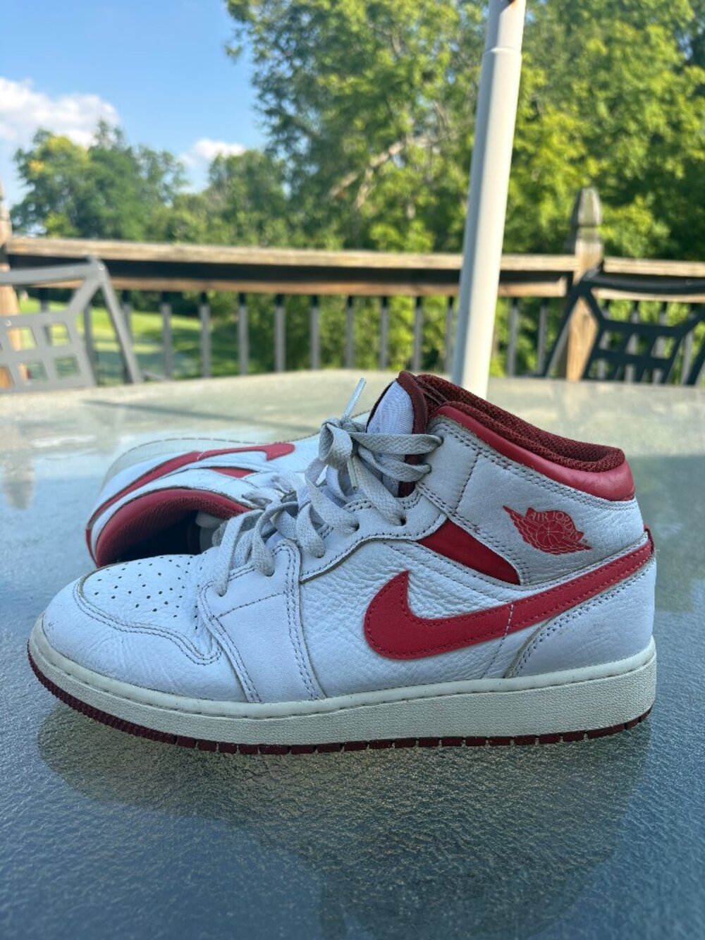 *Nike Air Jordan 1 Mid SE 'Lobster' White Dune Red GS Men's (FJ3464 160) Size 7